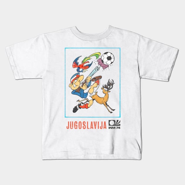 Jugoslavija 74 / Vintage Faded-Style Football Design Kids T-Shirt by DankFutura